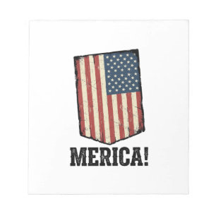 Vintage Merica Flagge Patriotisches Grafik T-Shirt Notizblock