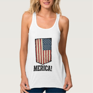 Vintage Merica Flagge Patriotisches Grafik T-Shirt Tank Top