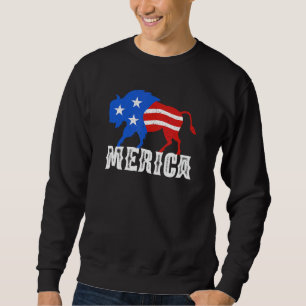 Vintage Merica Patriotic Bison Buffalo mit amerika Sweatshirt
