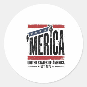Vintage Merica Patriotisches abgenutztes Shirts-De Runder Aufkleber