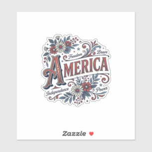 Vintage Merica Patriotisches Blumenhemd Design_1 Aufkleber