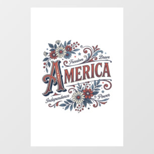 Vintage Merica Patriotisches Blumenhemd Design_1 Fensteraufkleber