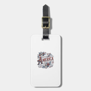 Vintage Merica Patriotisches Blumenhemd Design_1 Gepäckanhänger