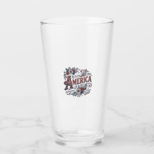 Vintage Merica Patriotisches Blumenhemd Design_1 Glas