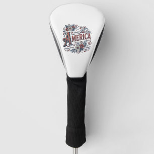 Vintage Merica Patriotisches Blumenhemd Design_1 Golf Headcover