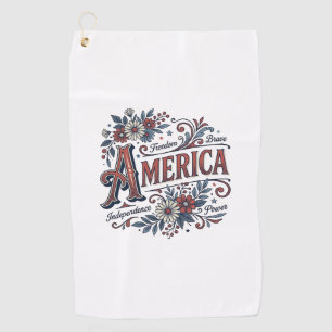 Vintage Merica Patriotisches Blumenhemd Design_1 Golfhandtuch