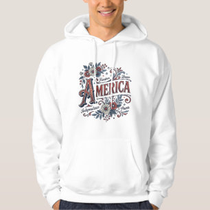 Vintage Merica Patriotisches Blumenhemd Design_1 Hoodie