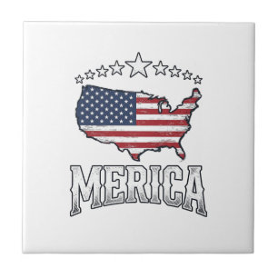 Vintage Merica patriotisches Flaggen-Karten-Shirt- Fliese