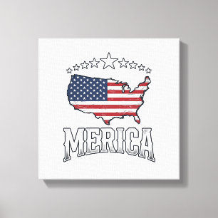 Vintage Merica patriotisches Flaggen-Karten-Shirt- Leinwanddruck
