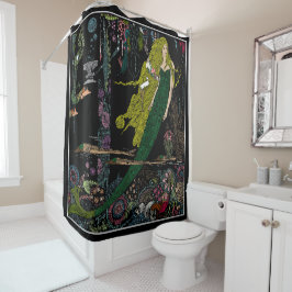 Vintage Mermaid-Druckhandfarbe Duschvorhang