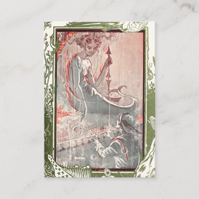 Vintage Mermaid / Siren & Sailor Visitenkarte (Vorderseite)