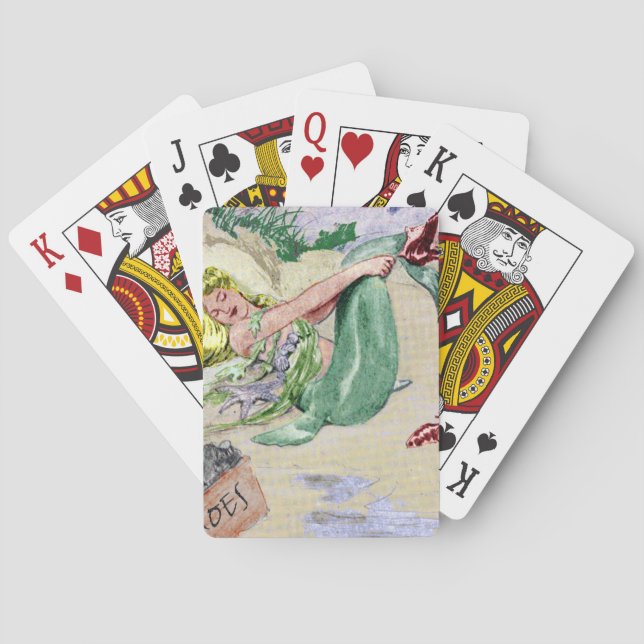 Vintage Mermaid-Spielkarten Spielkarten (Rückseite)