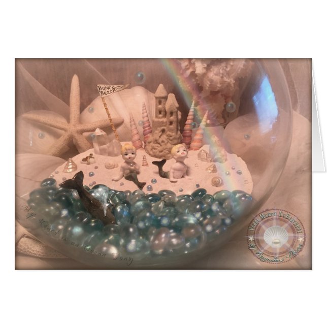 Vintage Mermaid Twins Rainbow Card (Devant horizontal)