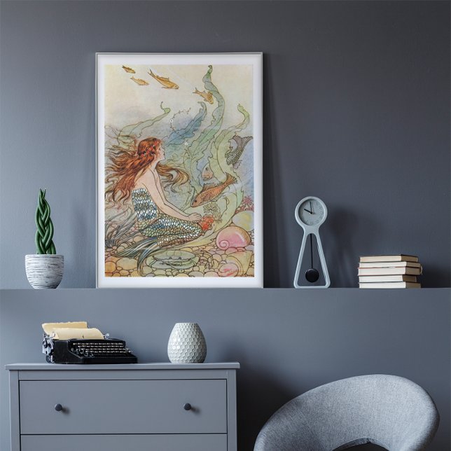 Vintage Mermaid Under The Sea Art Nouveau Poster (Von Creator hochgeladen)