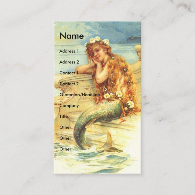 Vintage Mermaid-Visitenkarte Visitenkarte (Vorderseite)