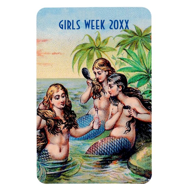 Vintage Mermaids Illustration Magnet (Vertikal)