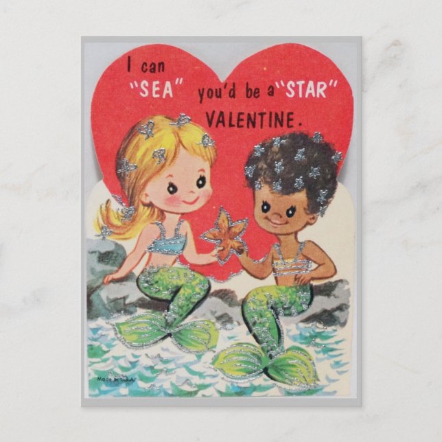 Vintage Mermaids Multi Racial Valentine Postkarte (Vorderseite)