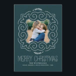 Vintage Merry Christmas Photo Feiertagskarte<br><div class="desc">Elegant,  Vintage Christmas Photo Cards in Teal.</div>