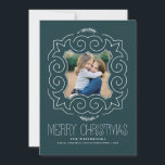 Vintage Merry Christmas Photo Feiertagskarte<br><div class="desc">Elegant,  Vintage Christmas Photo Cards in Teal.</div>