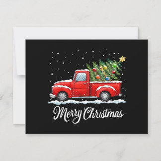 Vintage Merry Christmas Red Truck Old Fashioned Ch