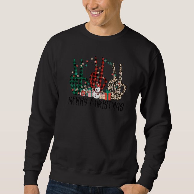 Vintage Merry Christmas Skeleton Hands Peace Sign  Sweatshirt (Vorderseite)