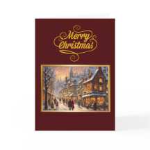 Vintage Merry Christmas with Snowy Town Card