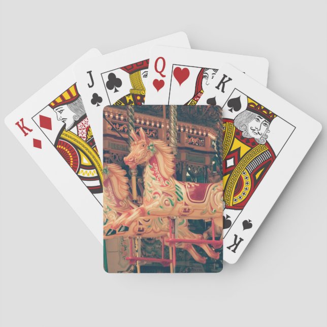 Vintage Messe Karussellpferde Spielkarten (Rückseite)