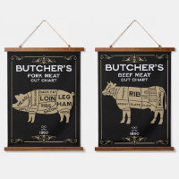 Vintage Metzger Set Fleisch schneiden