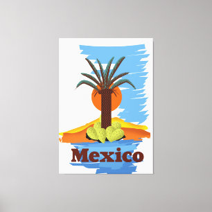 Vintage mexikanische Palm Cartoon Leinwanddruck