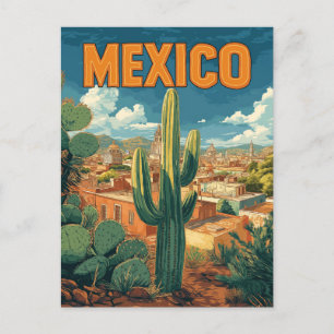 Vintage-Mexiko-Kaktus-Reise Postkarte