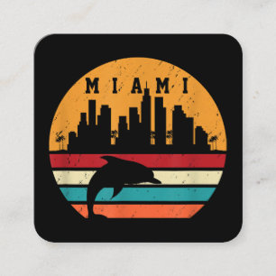 Vintage Miami 80er Jahre Delfin Silhouette Souveni Quadratische Visitenkarte