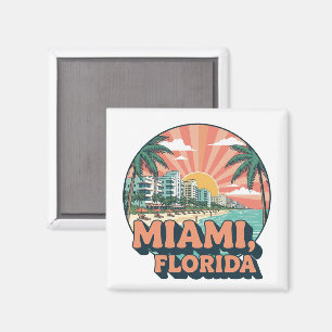 Vintage Miami Florida 80er Jahre Kunst Reise Logo Magnet