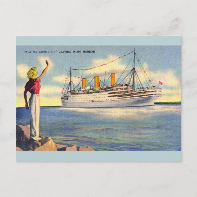 Vintage Miami Florida Kreuzfahrtkarte Postkarte (Vorderseite)