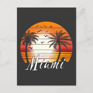 Vintage Miami Florida Palmen Sommer Strand Postkarte