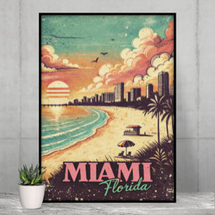 Vintage Miami Florida Reiseillustration Poster