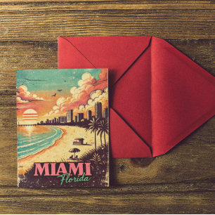 Vintage Miami Florida Reiseillustration Postkarte