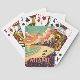 Vintage Miami Florida Reiseillustration Spielkarten