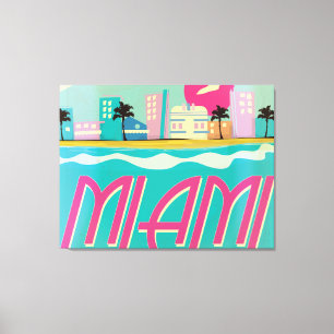 Vintage Miami-Plakat aus den 1980er Jahren Leinwanddruck