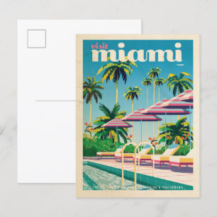 Vintage-Miami-Pool-Postkarte Postkarte
