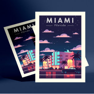 Vintage Miami Postkarte