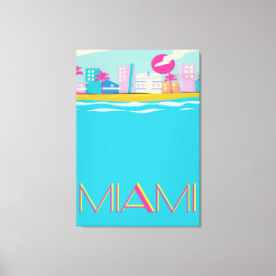 Vintage Miami-Reiseplakat aus den 1980er Jahren Leinwanddruck