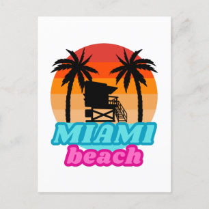Vintage Miami Strand Florida  Postkarte
