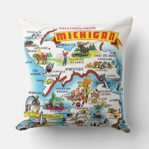Vintage Michigan Grußkarte Karte  Kissen