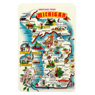 Vintage Michigan-Karte 4 x 6 Magnet