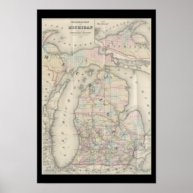 Vintage Michigan-Karte Poster (Vorne)