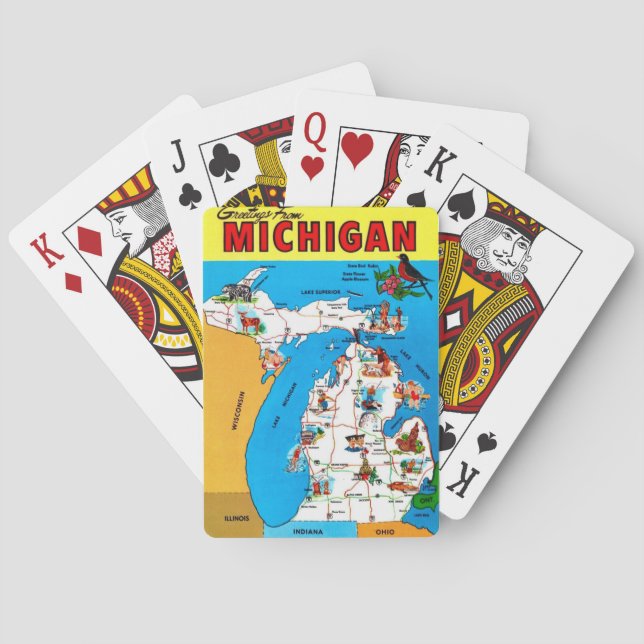 Vintage Michigan Map Spielkarten (Rückseite)