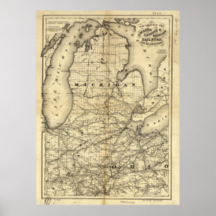 Vintage Michigan-, Ohio- und Poster