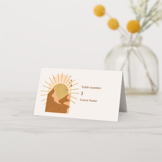 Vintage Mid Century Desert Wedding Platzkarte (Vorderseite)