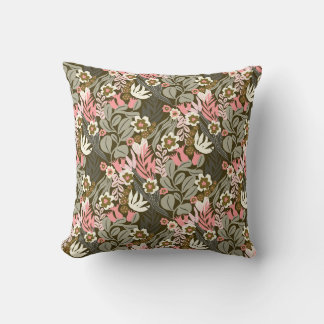 Vintage Mid-Century Modern Olive and Pink Kissen