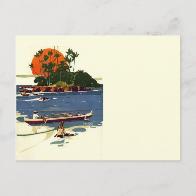 Vintage Mid-century Tiki Postkarte (Vorderseite)